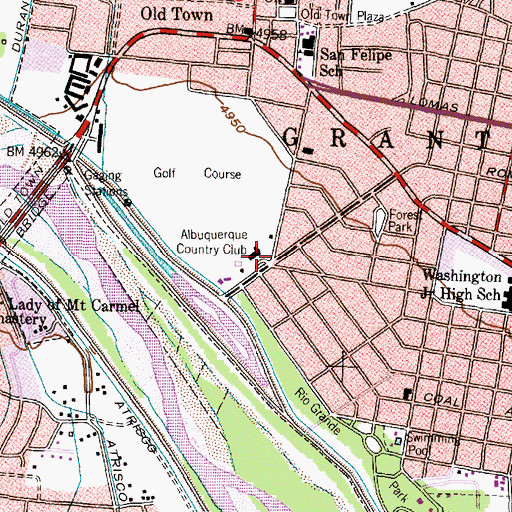 Topographic Map of Albuquerque Country Club, NM