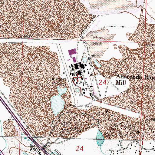 Topographic Map of Anaconda Bluewater Mill, NM