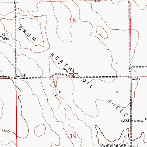 Topographic Map of Baum North Oil Field, NM
