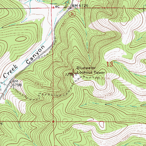 Topographic Map of Bluewater Lookout Tower, NM