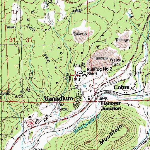 Topographic Map of Bullfrog Number 2 Shaft, NM