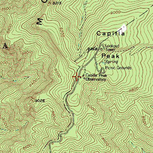 Topographic Map of Capilla Peak Observatory, NM