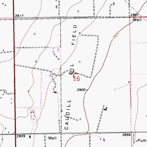 Topographic Map of Caudill Oil Field, NM