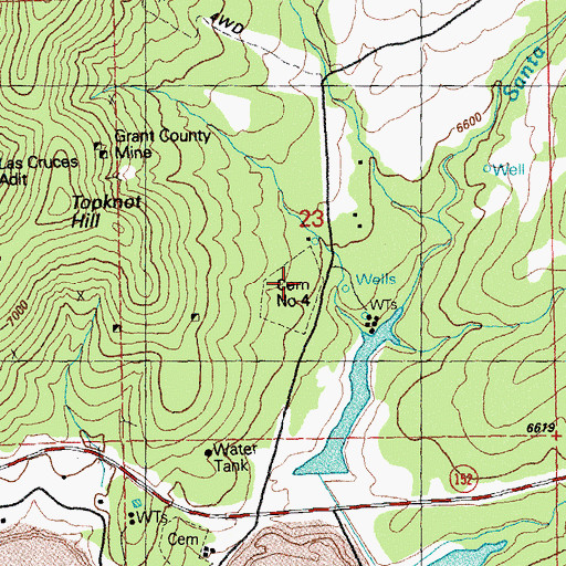 Topographic Map of Cemetery Number 4, NM
