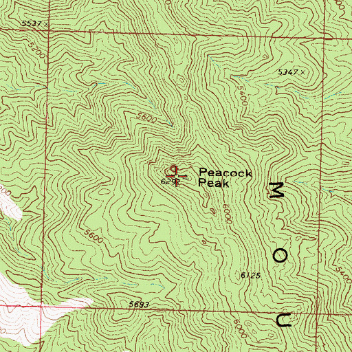 Topographic Map of Peacock Peak, AZ