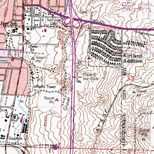 Topographic Map of Circle Six Gun Club, NM