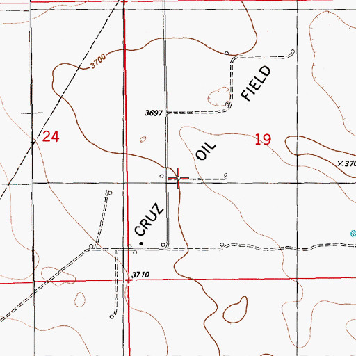 Topographic Map of Cruz Oil Field, NM