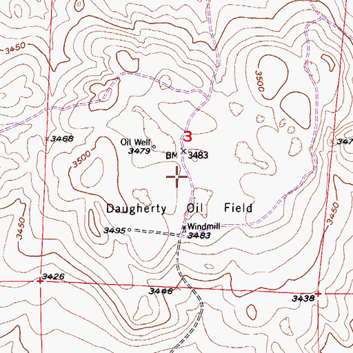 Topographic Map of Daugherty Oil Field, NM