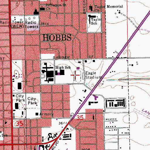 Topographic Map of Eagle Stadium, NM