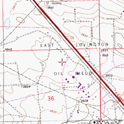 Topographic Map of East Lovington Oil Field, NM