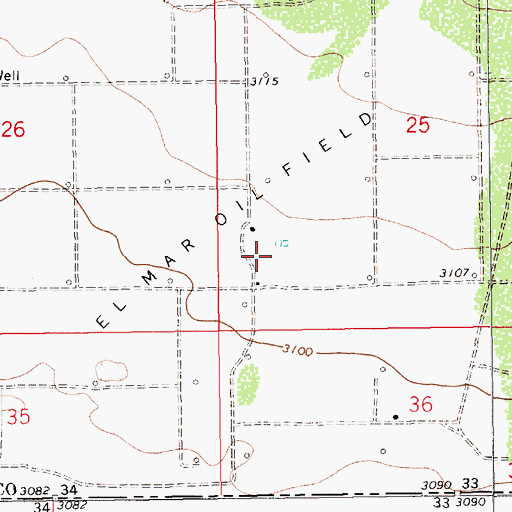 Topographic Map of El Mar Oil Field, NM