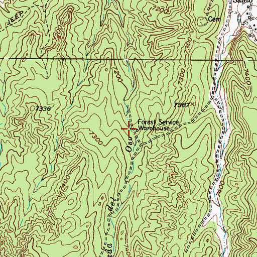 Topographic Map of Forest Service Warehouse, NM