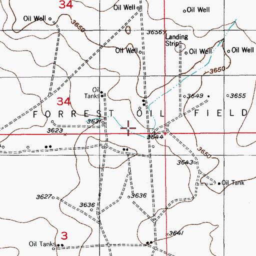 Topographic Map of Forrest Oil Field, NM