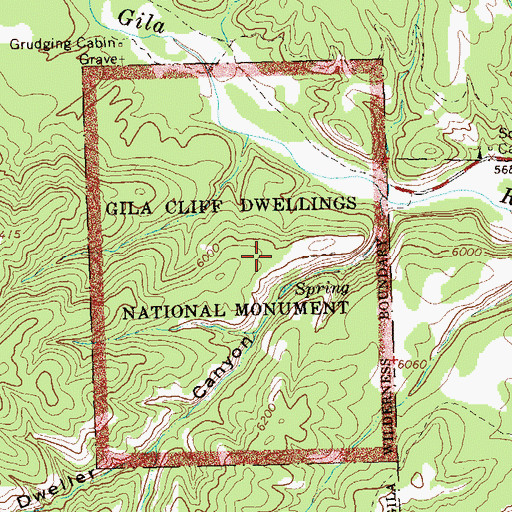 Topographic Map of Gila Cliff Dwellings National Monument, NM