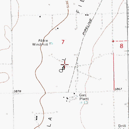 Topographic Map of Gladiola Oil Field, NM