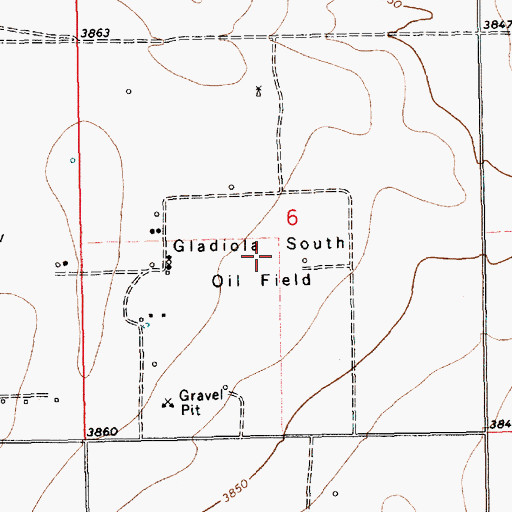 Topographic Map of Gladiola South Oil Field, NM