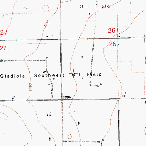 Topographic Map of Gladiola Southwest Oil Field, NM