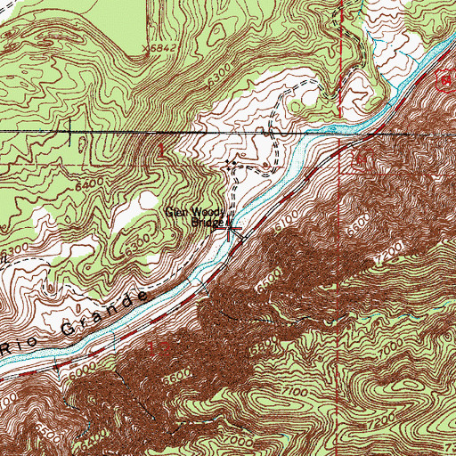 Topographic Map of Glen Woody Bridge, NM