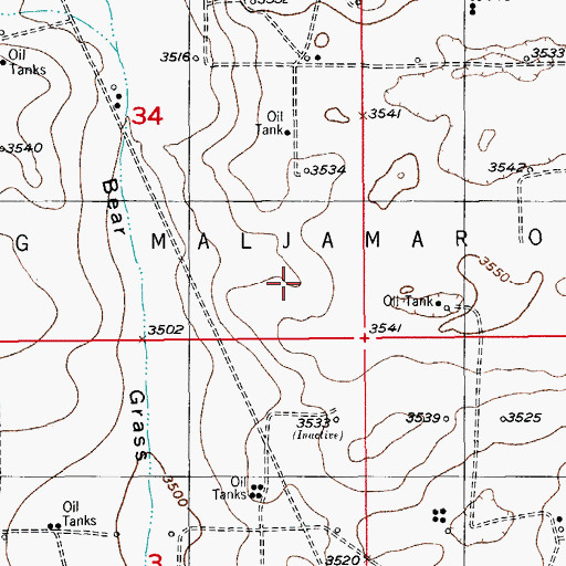Topographic Map of Greyburg Maljamar Oil Field, NM