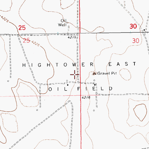 Topographic Map of Hightower East Oil Field, NM