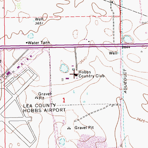 Topographic Map of Hobbs Country Club, NM