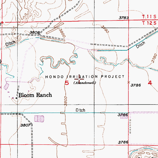 Topographic Map of Hondo Irrigation Project, NM