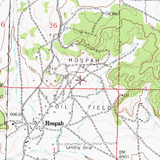 Topographic Map of Hospah Oil Field, NM