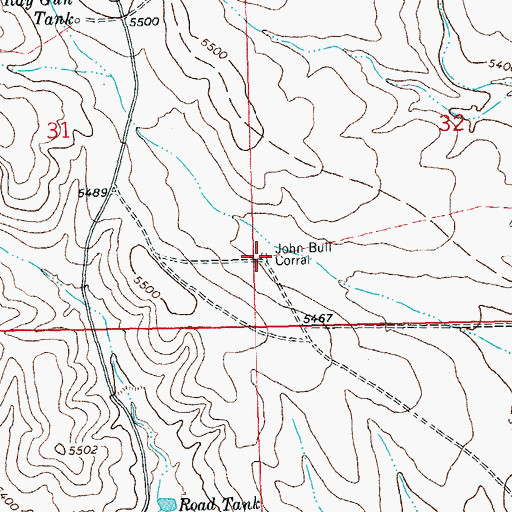 Topographic Map of John Bull Corral, NM