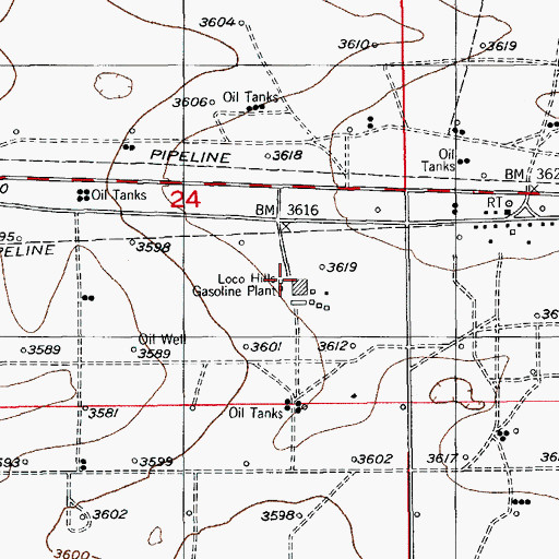 Topographic Map of Loco Hills Gasoline Plant, NM