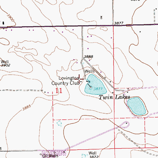 Topographic Map of Lovington Country Club, NM