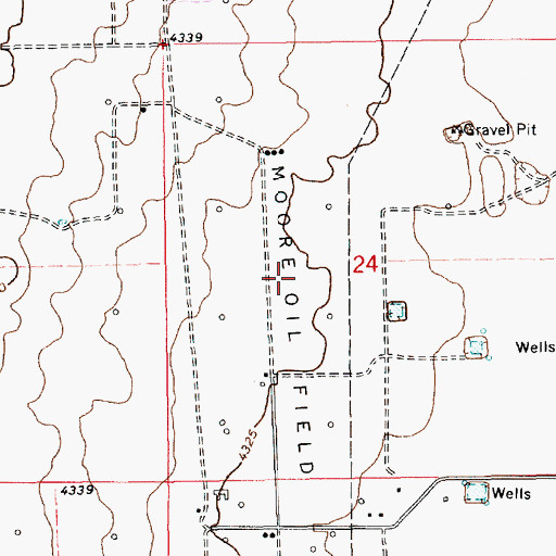 Topographic Map of Moore Oil Field, NM