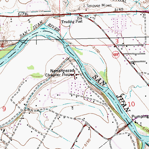 Topographic Map of Nenahnezad Chapter House, NM