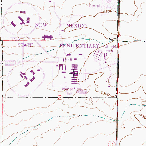 Topographic Map of New Mexico State Penitentiary, NM