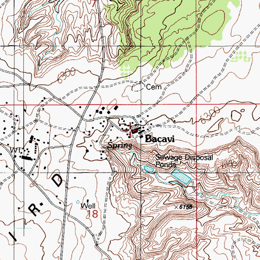 Topographic Map of Bacavi, AZ