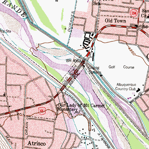 Topographic Map of Old Town Bridge, NM