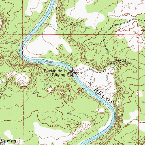 Topographic Map of Puerto de Luna Gaging Station, NM