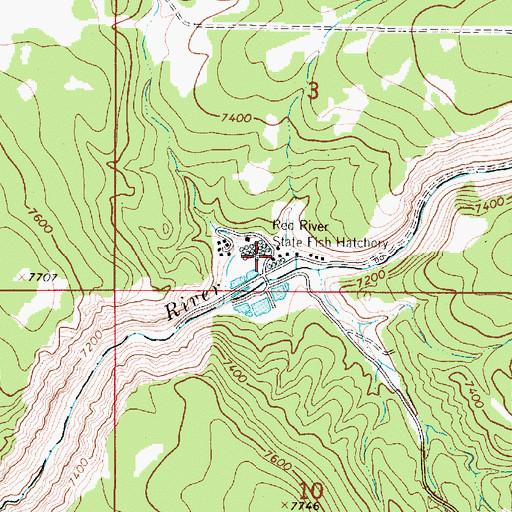 Topographic Map of Red River State Fish Hatchery, NM