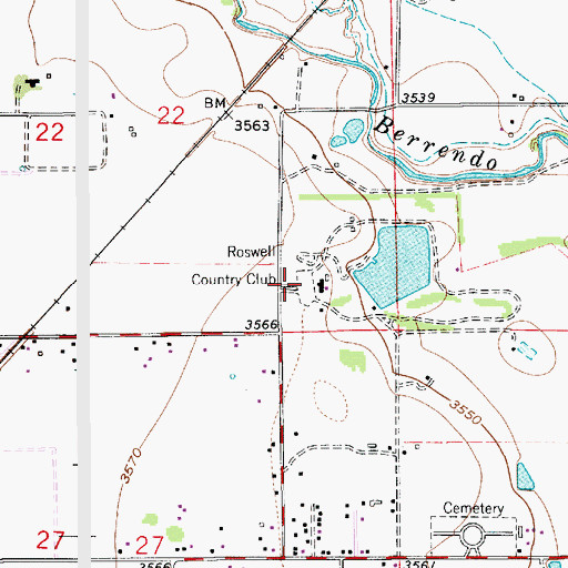 Topographic Map of Roswell Country Club, NM