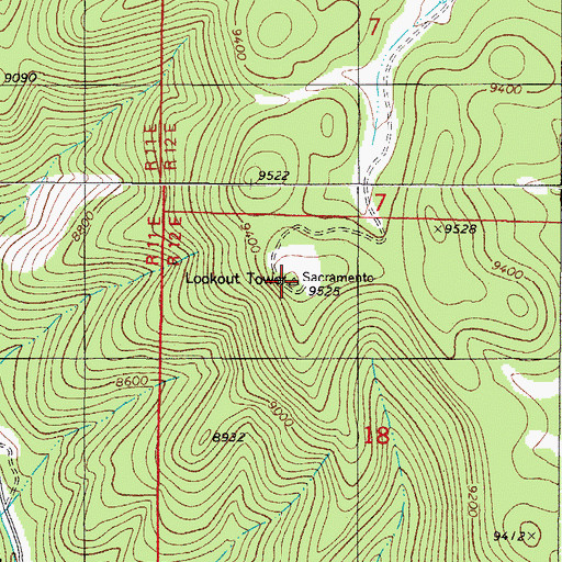 Topographic Map of Sacramento Lookout Tower, NM