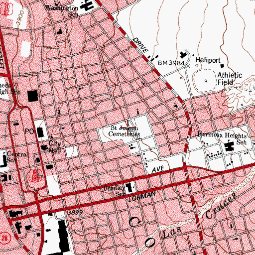 Topographic Map of Saint Joseph Cemetery, NM