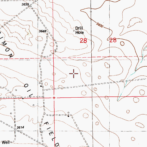 Topographic Map of San Simon Oil Field, NM