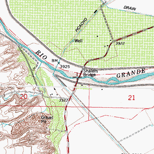 Topographic Map of Shalem Bridge, NM