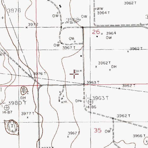 Topographic Map of Shoe Bar Oil Field, NM