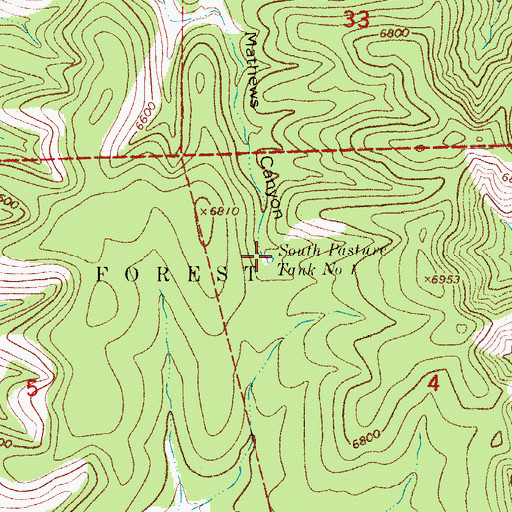 Topographic Map of South Pasture Tank Number 1, NM