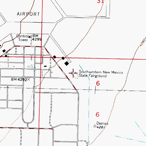Topographic Map of Southwestern New Mexico State Fairgrounds, NM