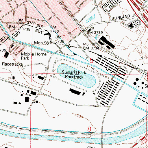 Topographic Map of Sunland Park Racetrack, NM