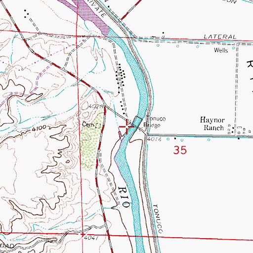 Topographic Map of Tonuco Bridge, NM
