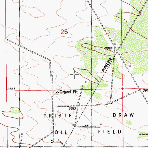 Topographic Map of Triste Draw Oil Field, NM