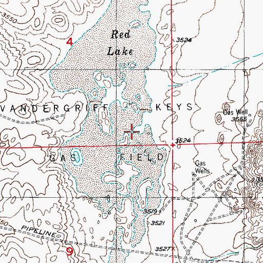 Topographic Map of Vandergriff Keys Gas Field, NM