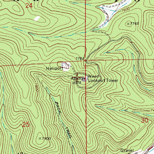 Topographic Map of Weed Lookout Tower, NM